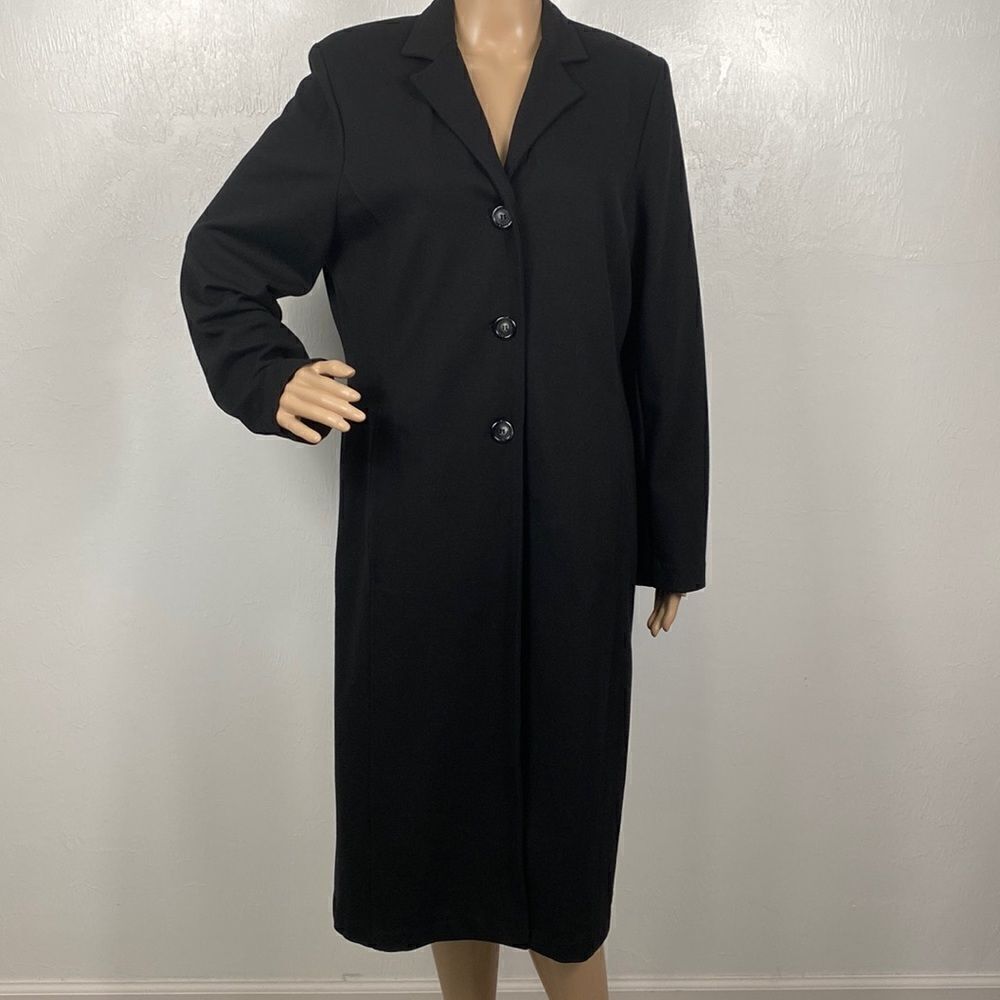 I.E. Black Longline Jersey Knit Button Front Jacket